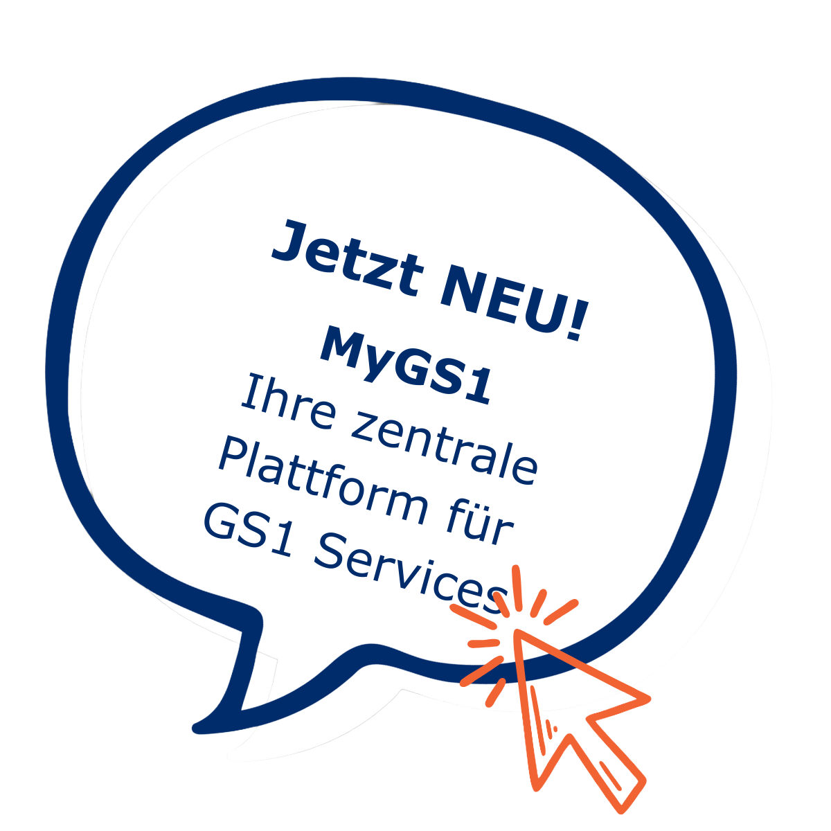 My GS1 mit Störer Klick orange My GS1 Sprechblase